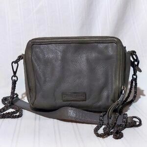 LIEBSKIND BERLIN triple compartment crossbody handbag, gray leather chain strap